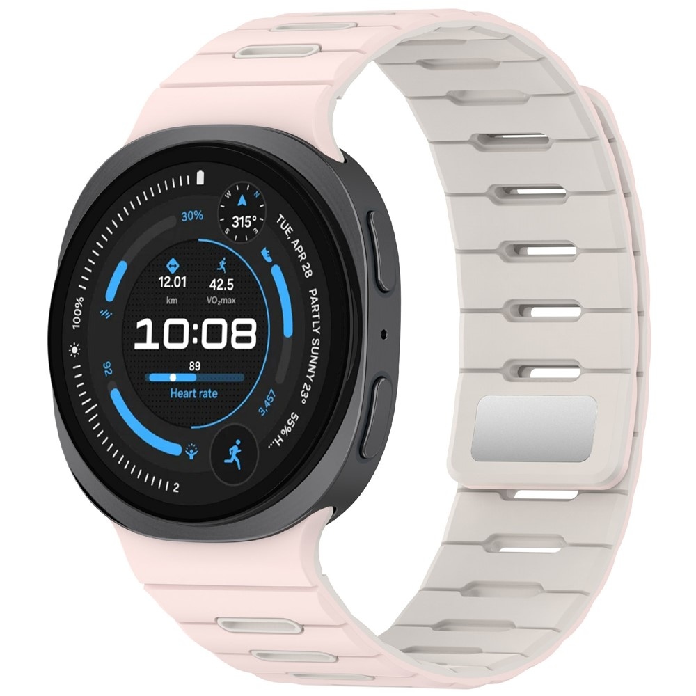 Mágneses szilikon szíj a Samsung Galaxy Watch9 40 mm/44 mm, Watch8 44 mm/40 mm és Watch8 Classic 46 mm modellekhez – rózsaszín/bézs