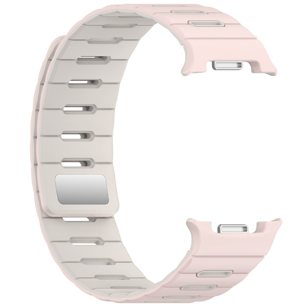 Mágneses szilikon szíj a Samsung Galaxy Watch9 40 mm/44 mm, Watch8 44 mm/40 mm és Watch8 Classic 46 mm modellekhez – rózsaszín/bézs