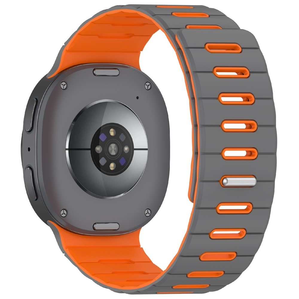 Mágneses szilikon karkötő a Samsung Galaxy Watch9 40 mm/44 mm, Watch8 44 mm/40 mm és Watch8 Classic 46 mm modellekhez – szürke/narancssárga