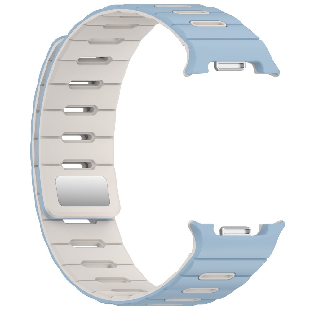 Mágneses szilikon karkötő a Samsung Galaxy Watch9 40 mm/44 mm, Watch8 44 mm/40 mm és Watch8 Classic 46 mm modellekhez – világoskék/bézs