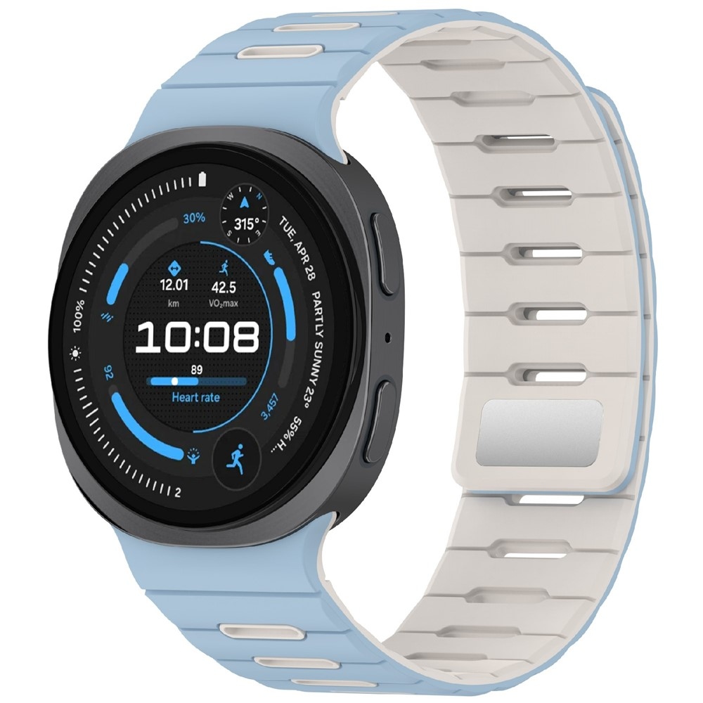 Mágneses szilikon karkötő a Samsung Galaxy Watch9 40 mm/44 mm, Watch8 44 mm/40 mm és Watch8 Classic 46 mm modellekhez – világoskék/bézs