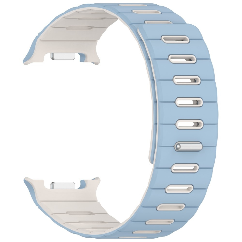 Mágneses szilikon karkötő a Samsung Galaxy Watch9 40 mm/44 mm, Watch8 44 mm/40 mm és Watch8 Classic 46 mm modellekhez – világoskék/bézs