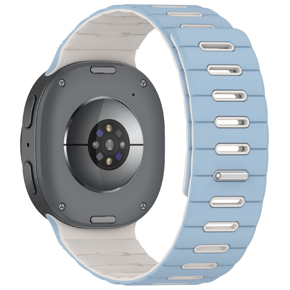 Mágneses szilikon karkötő a Samsung Galaxy Watch9 40 mm/44 mm, Watch8 44 mm/40 mm és Watch8 Classic 46 mm modellekhez – világoskék/bézs
