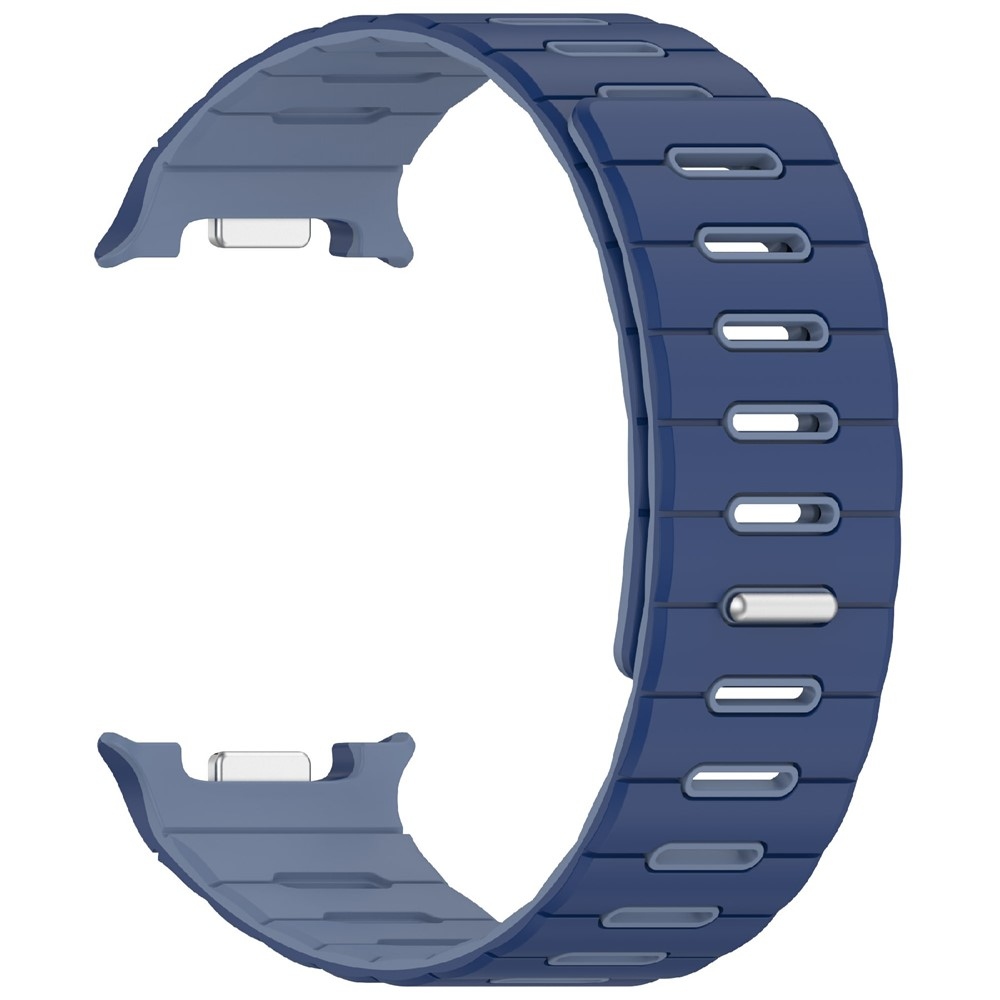 Mágneses szilikon szíj a Samsung Galaxy Watch9 40 mm/44 mm, Watch8 44 mm/40 mm és Watch8 Classic 46 mm modellekhez – sötétkék/világoskék