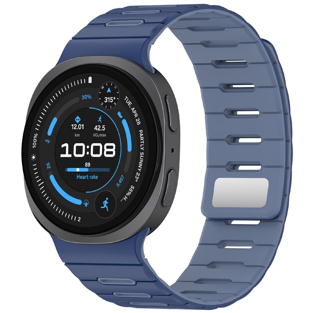 Mágneses szilikon szíj a Samsung Galaxy Watch9 40 mm/44 mm, Watch8 44 mm/40 mm és Watch8 Classic 46 mm modellekhez – sötétkék/világoskék