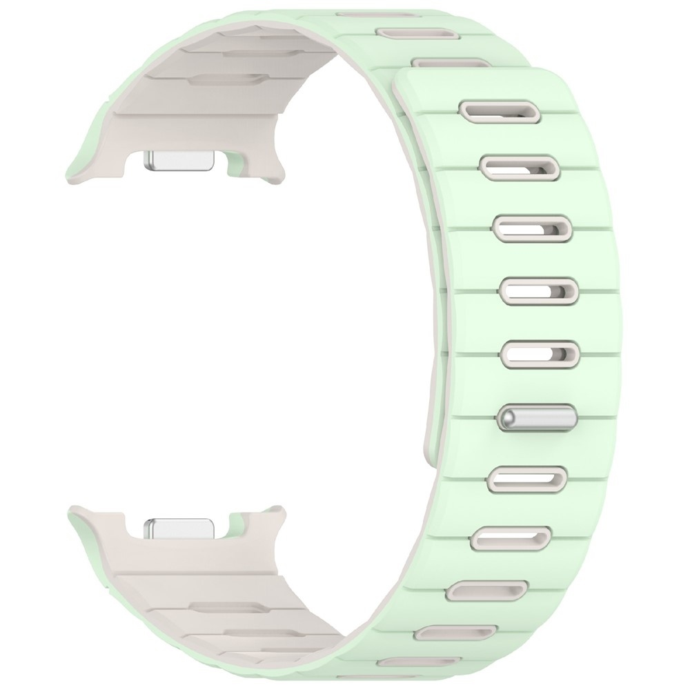 Mágneses szilikon szíj a Samsung Galaxy Watch9 40 mm/44 mm, Watch8 44 mm/40 mm és Watch8 Classic 46 mm modellekhez – zöld/bézs