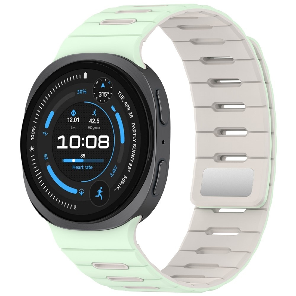 Mágneses szilikon szíj a Samsung Galaxy Watch9 40 mm/44 mm, Watch8 44 mm/40 mm és Watch8 Classic 46 mm modellekhez – zöld/bézs