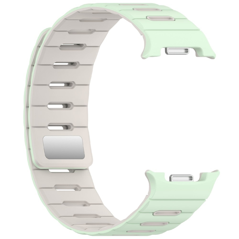 Mágneses szilikon szíj a Samsung Galaxy Watch9 40 mm/44 mm, Watch8 44 mm/40 mm és Watch8 Classic 46 mm modellekhez – zöld/bézs
