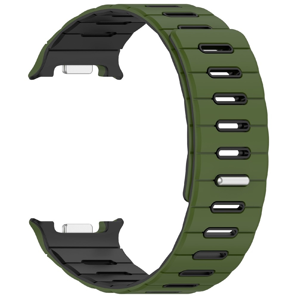 Mágneses szilikon szíj a Samsung Galaxy Watch9 40 mm/44 mm, Watch8 44 mm/40 mm és Watch8 Classic 46 mm modellekhez – zöld/fekete