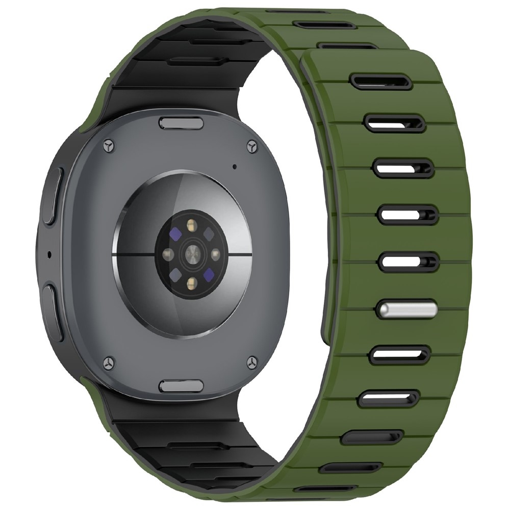 Mágneses szilikon szíj a Samsung Galaxy Watch9 40 mm/44 mm, Watch8 44 mm/40 mm és Watch8 Classic 46 mm modellekhez – zöld/fekete