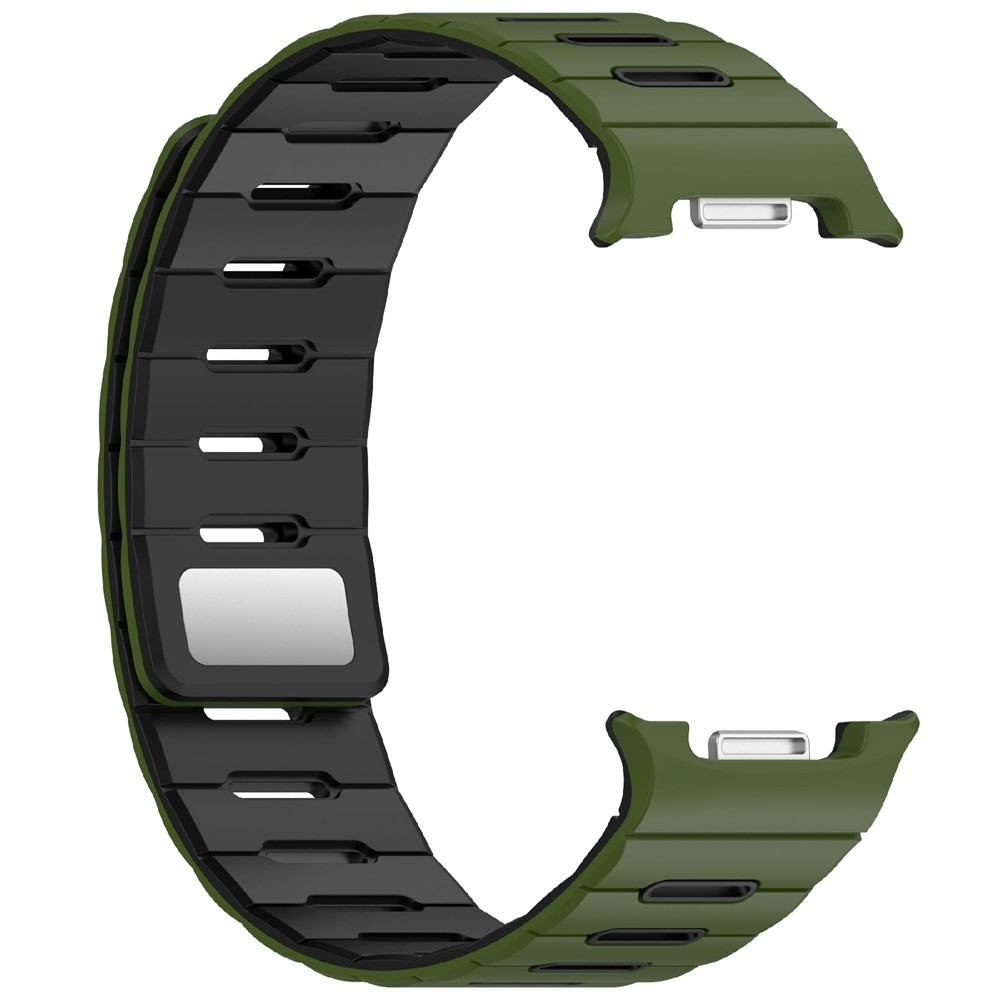 Mágneses szilikon szíj a Samsung Galaxy Watch9 40 mm/44 mm, Watch8 44 mm/40 mm és Watch8 Classic 46 mm modellekhez – zöld/fekete