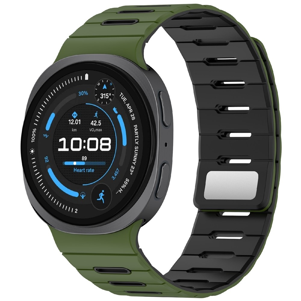 Mágneses szilikon szíj a Samsung Galaxy Watch9 40 mm/44 mm, Watch8 44 mm/40 mm és Watch8 Classic 46 mm modellekhez – zöld/fekete