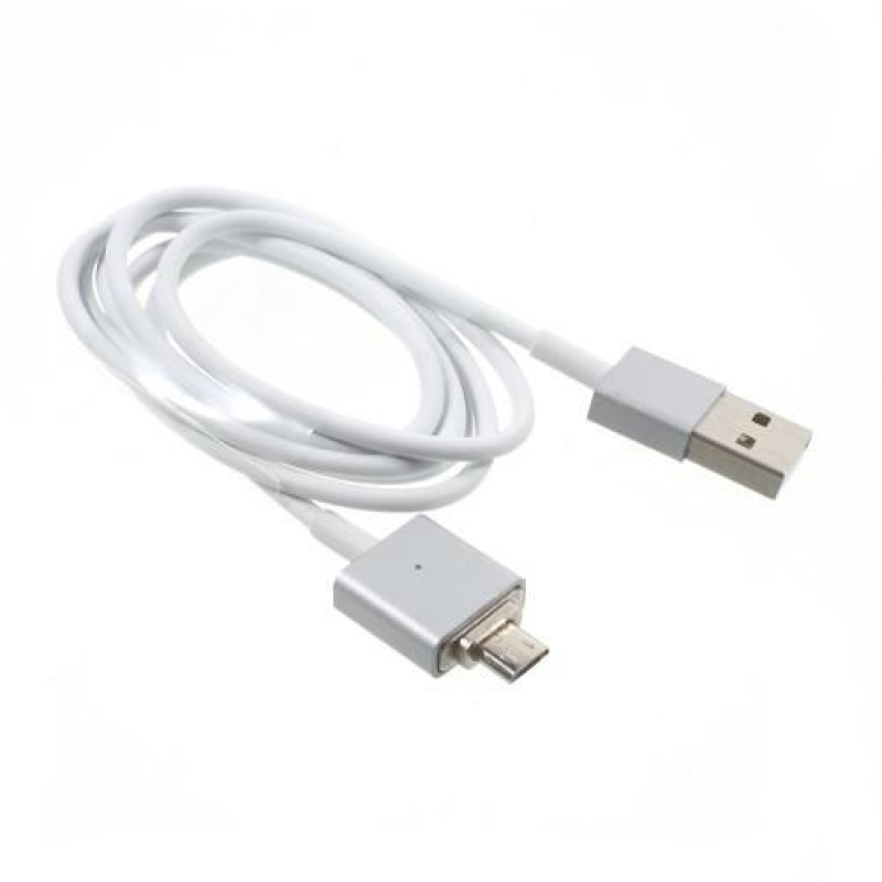 Mágneses USB vs. Micro USB kábel - 1m - Fehér