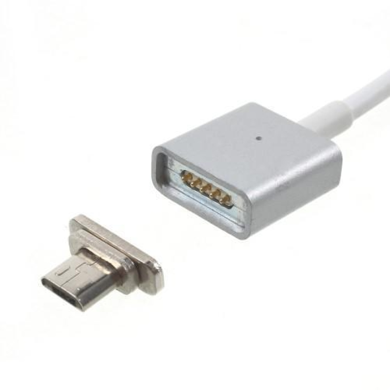 Mágneses USB vs. Micro USB kábel - 1m - Fehér