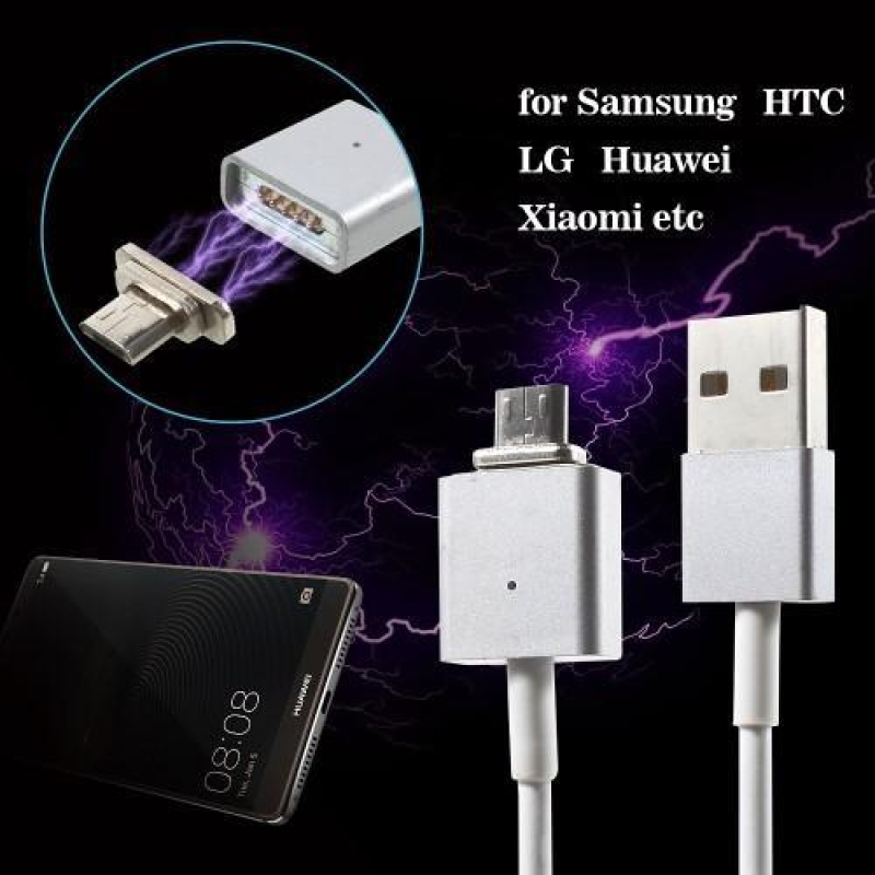 Mágneses USB vs. Micro USB kábel - 1m - Fehér