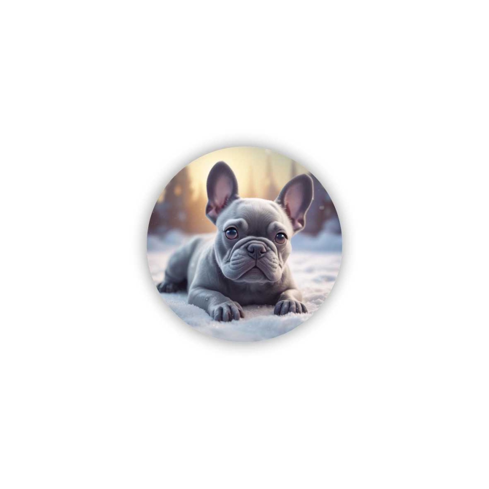 60x60mm Kör Mágnes - Bulldog a hóban