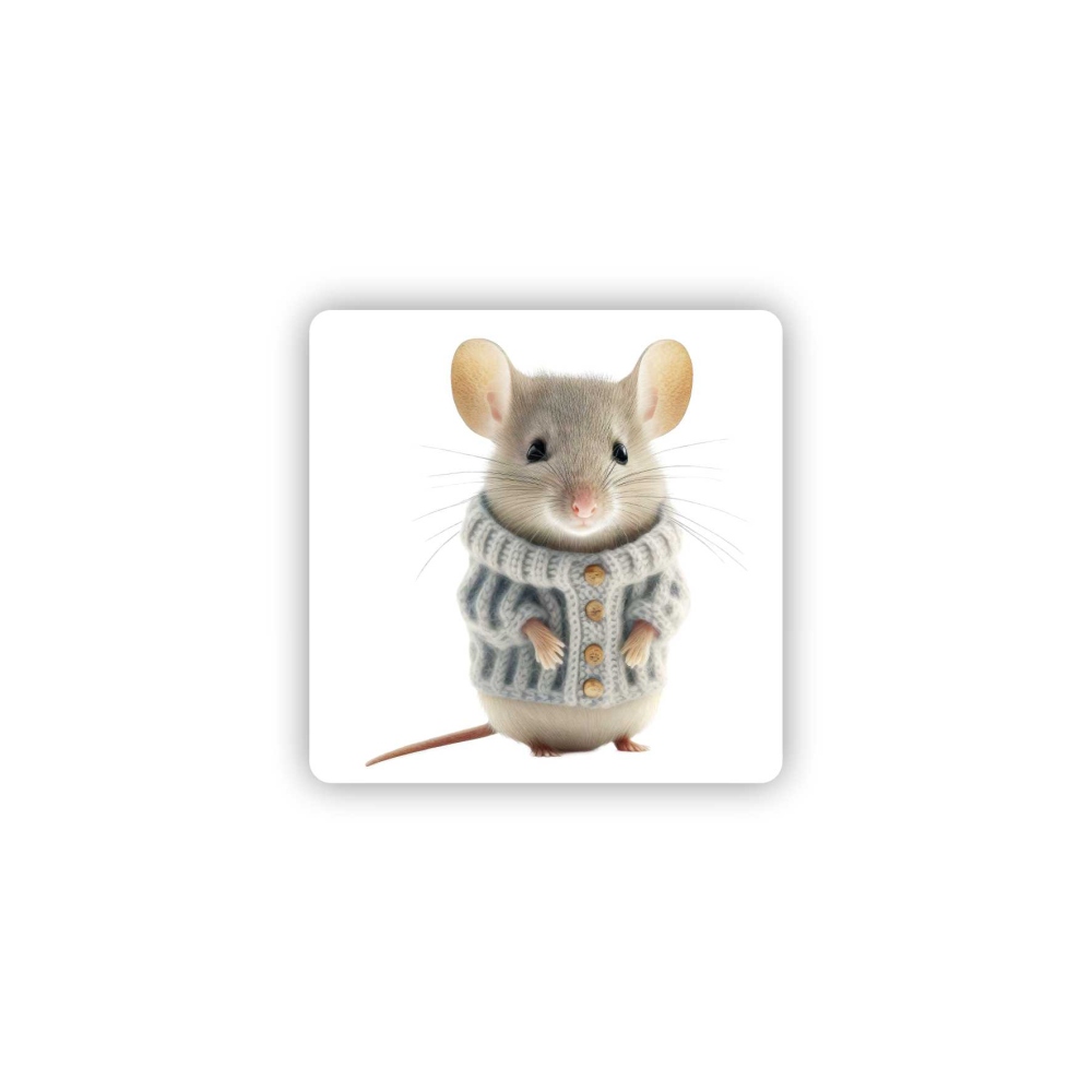 65x65mm-es négyzet alakú mágnes - Egér pulóverben