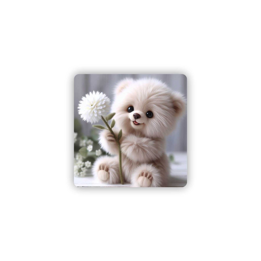 Mágnes 65x65mm négyzet alakú - plüssmackó