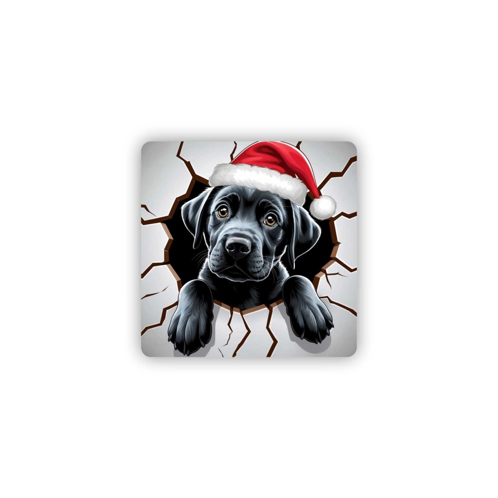65x65mm-es négyzet alakú mágnes - karácsonyi kiskutya