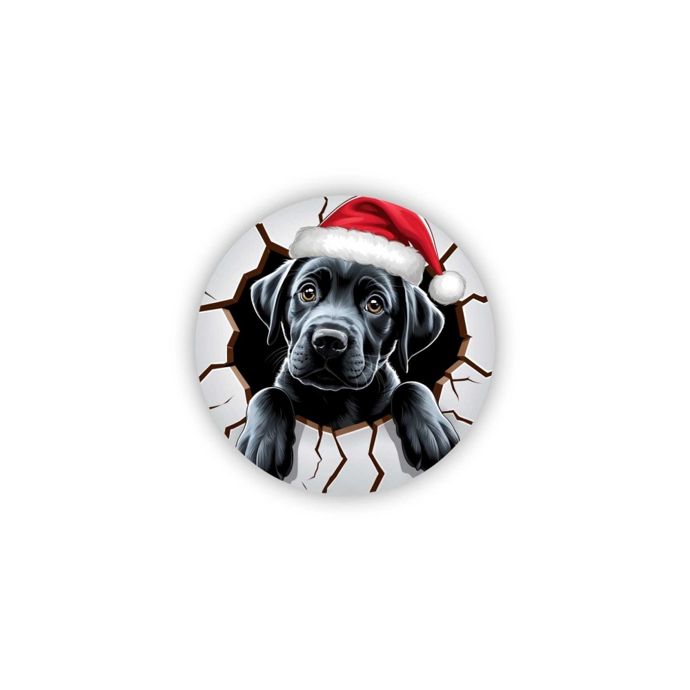 65x65mm-es kör alakú mágnes - karácsonyi kiskutya