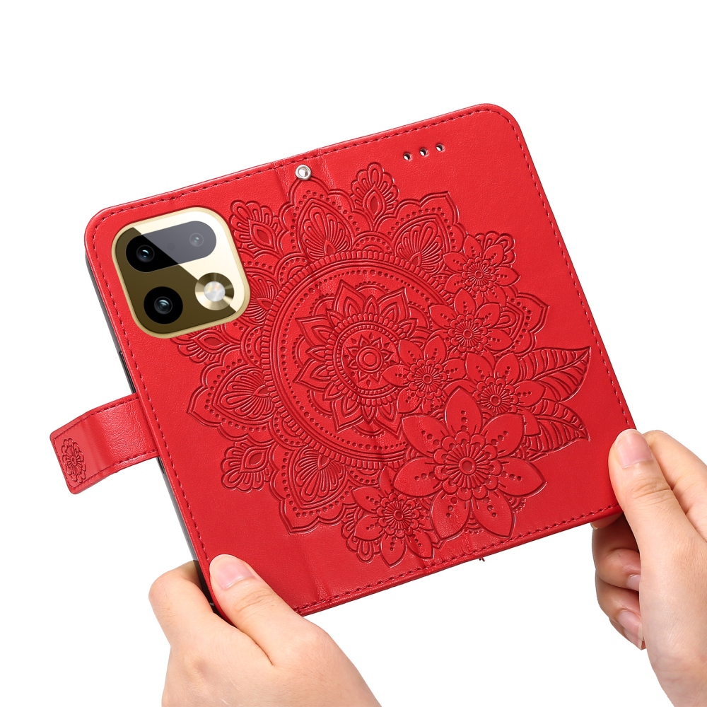 Mandala könyvtáska a Realme 16 Pro+ 5G készülékhez - piros