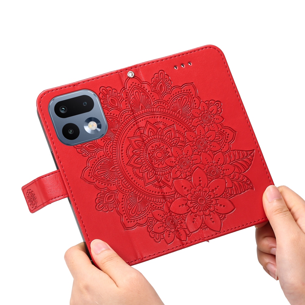 Mandala könyvtáska a Realme 16 Pro 5G készülékhez - piros