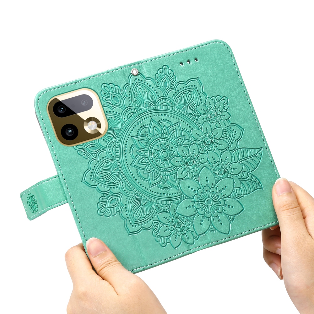 Mandala könyvtáska a Realme 16 Pro+ 5G készülékhez - teal színű
