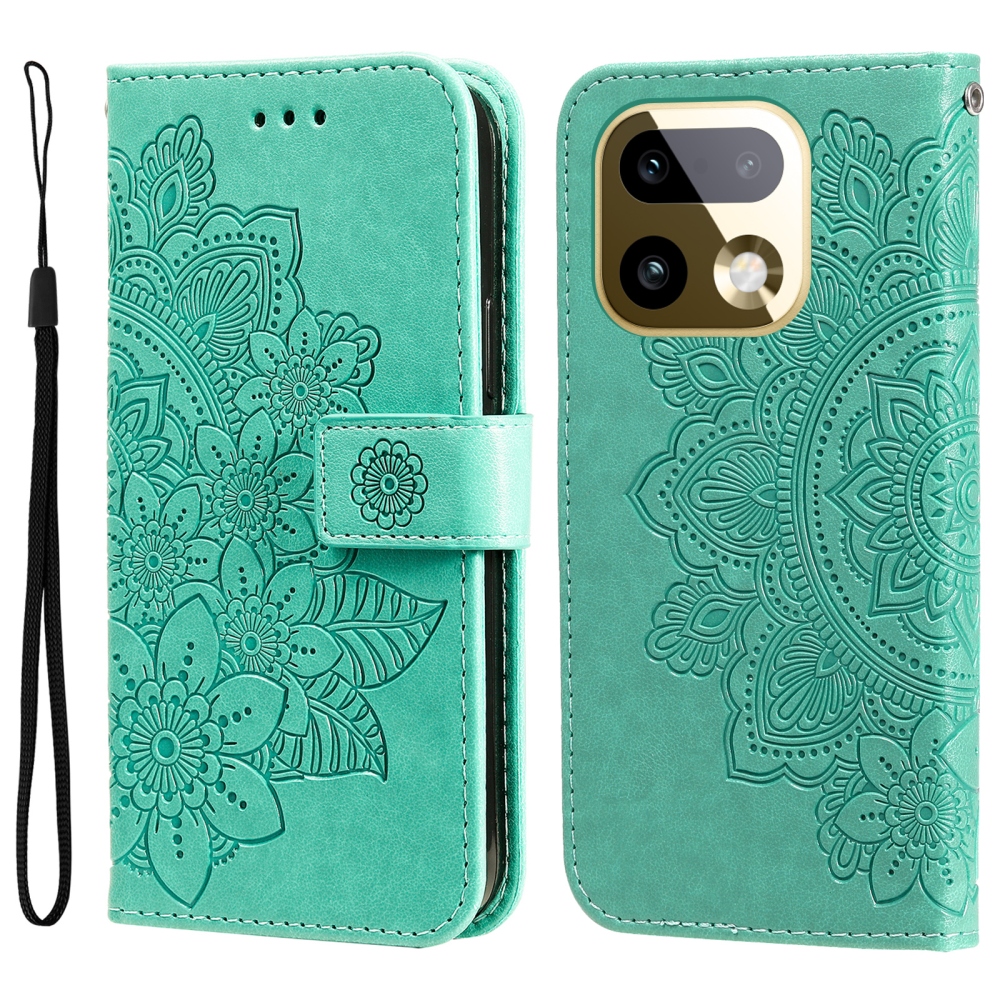 Mandala könyvtáska a Realme 16 Pro+ 5G készülékhez - teal színű
