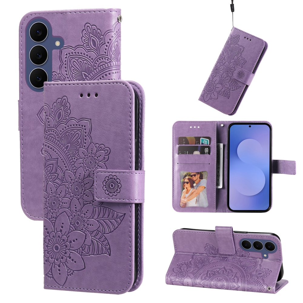 Mandala könyvformájú tok a Samsung Galaxy S26 FE-hez – lila