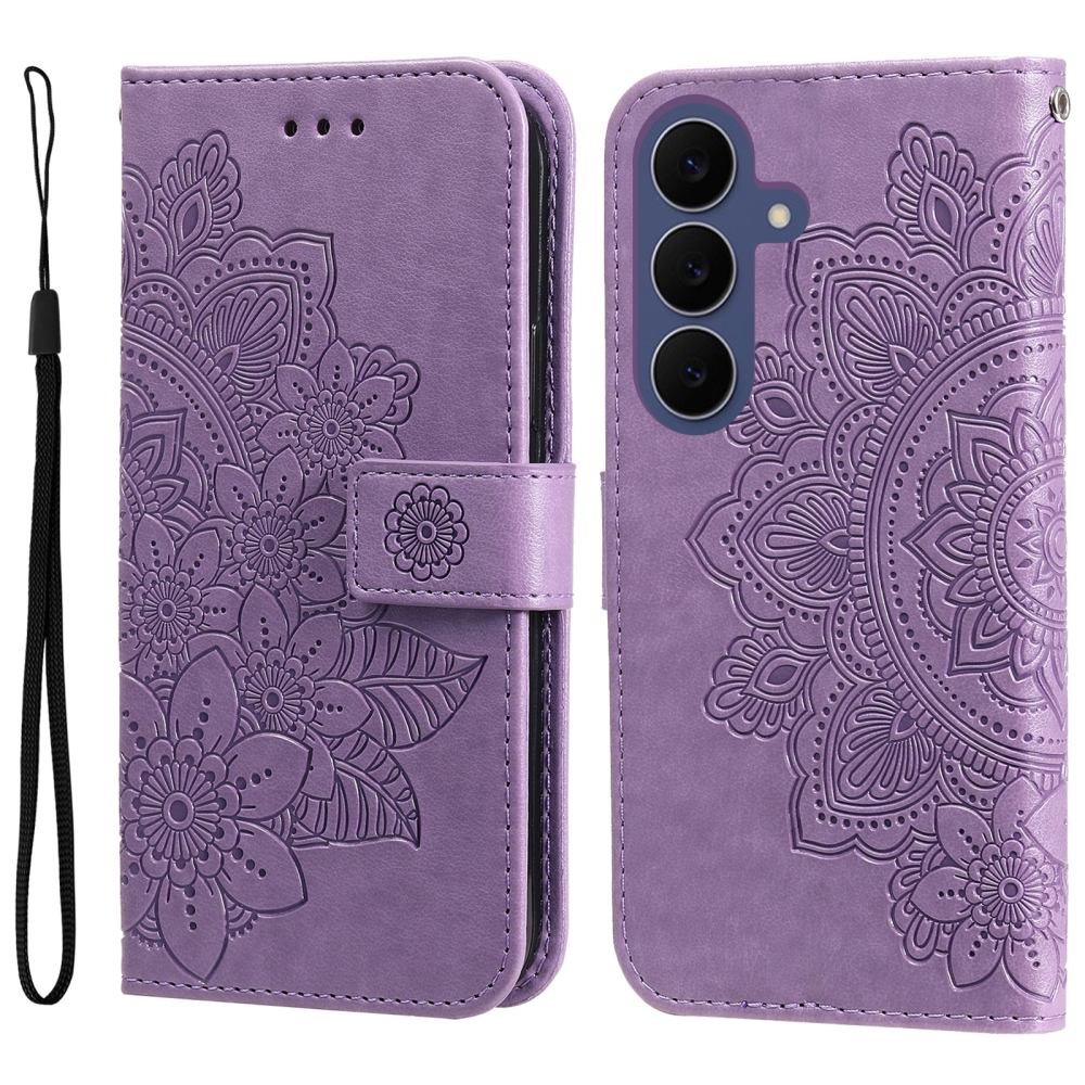 Mandala könyvformájú tok a Samsung Galaxy S26 FE-hez – lila