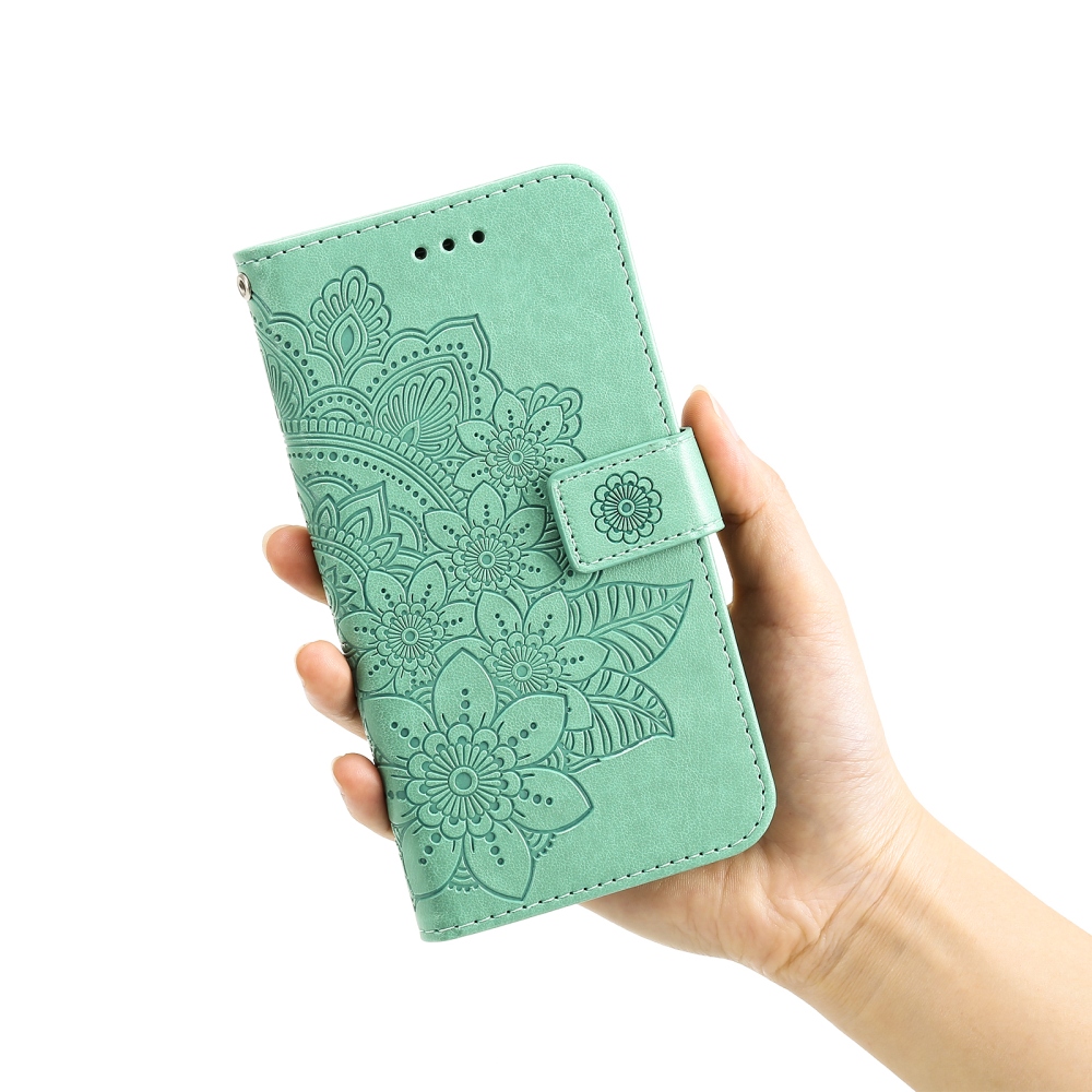 Mandala könyvformájú tok a Samsung Galaxy S26 FE-hez – kék-zöld