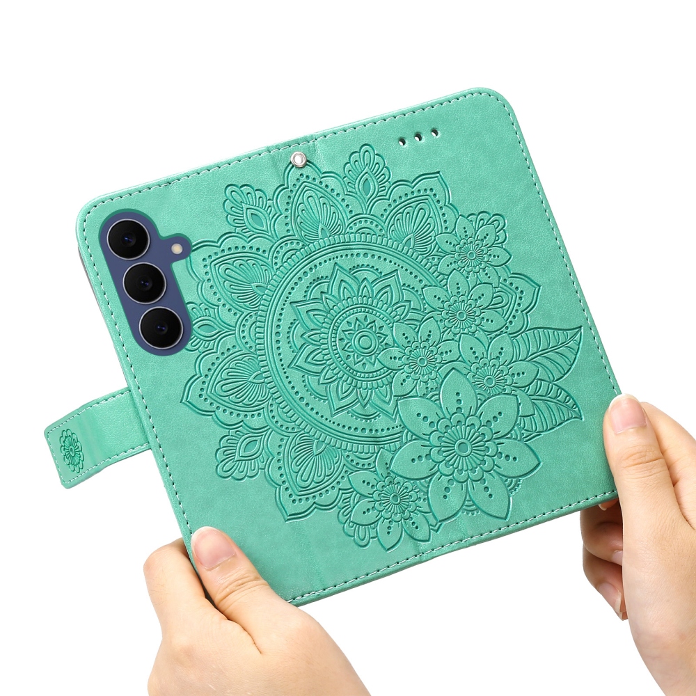 Mandala könyvformájú tok a Samsung Galaxy S26 FE-hez – kék-zöld