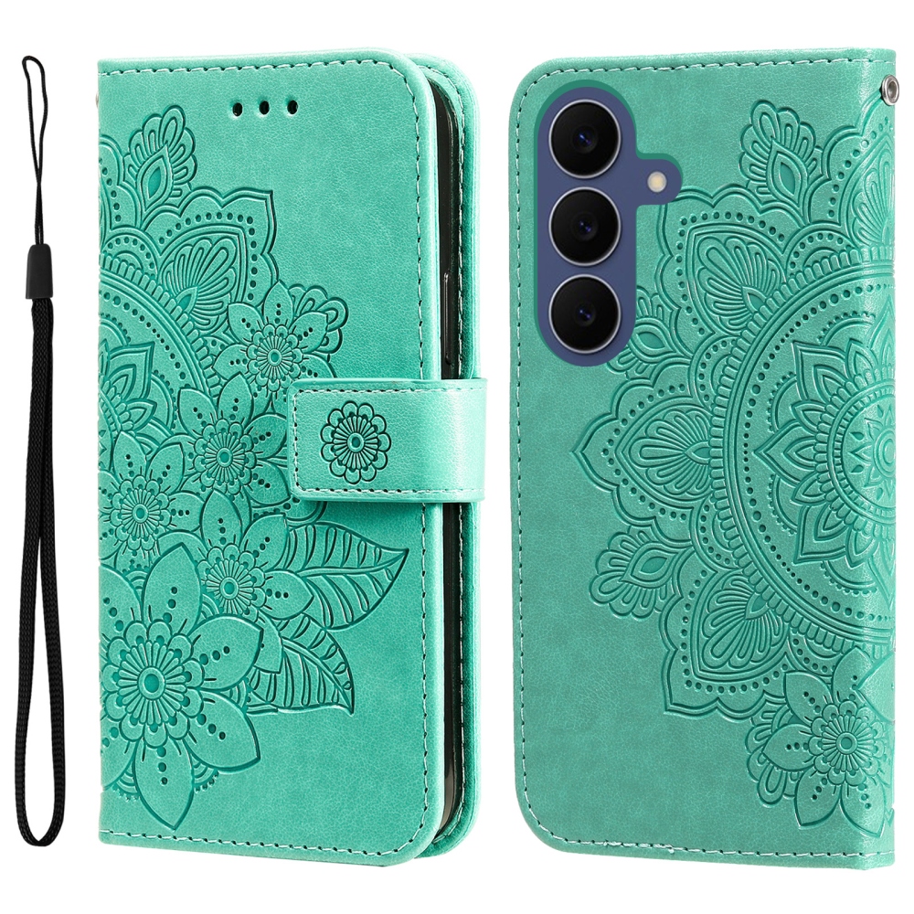 Mandala könyvformájú tok a Samsung Galaxy S26 FE-hez – kék-zöld