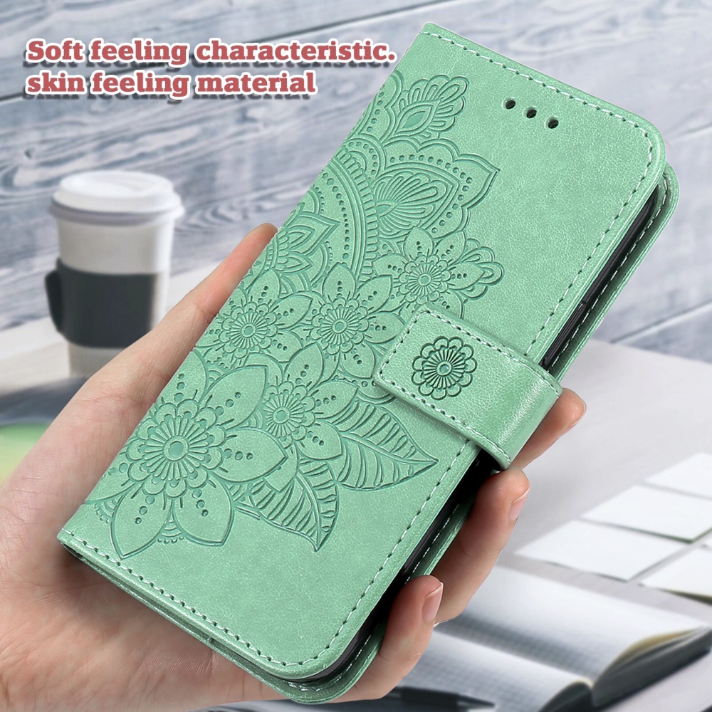 Mandala könyvformájú tok a Samsung Galaxy S26 FE-hez – kék-zöld