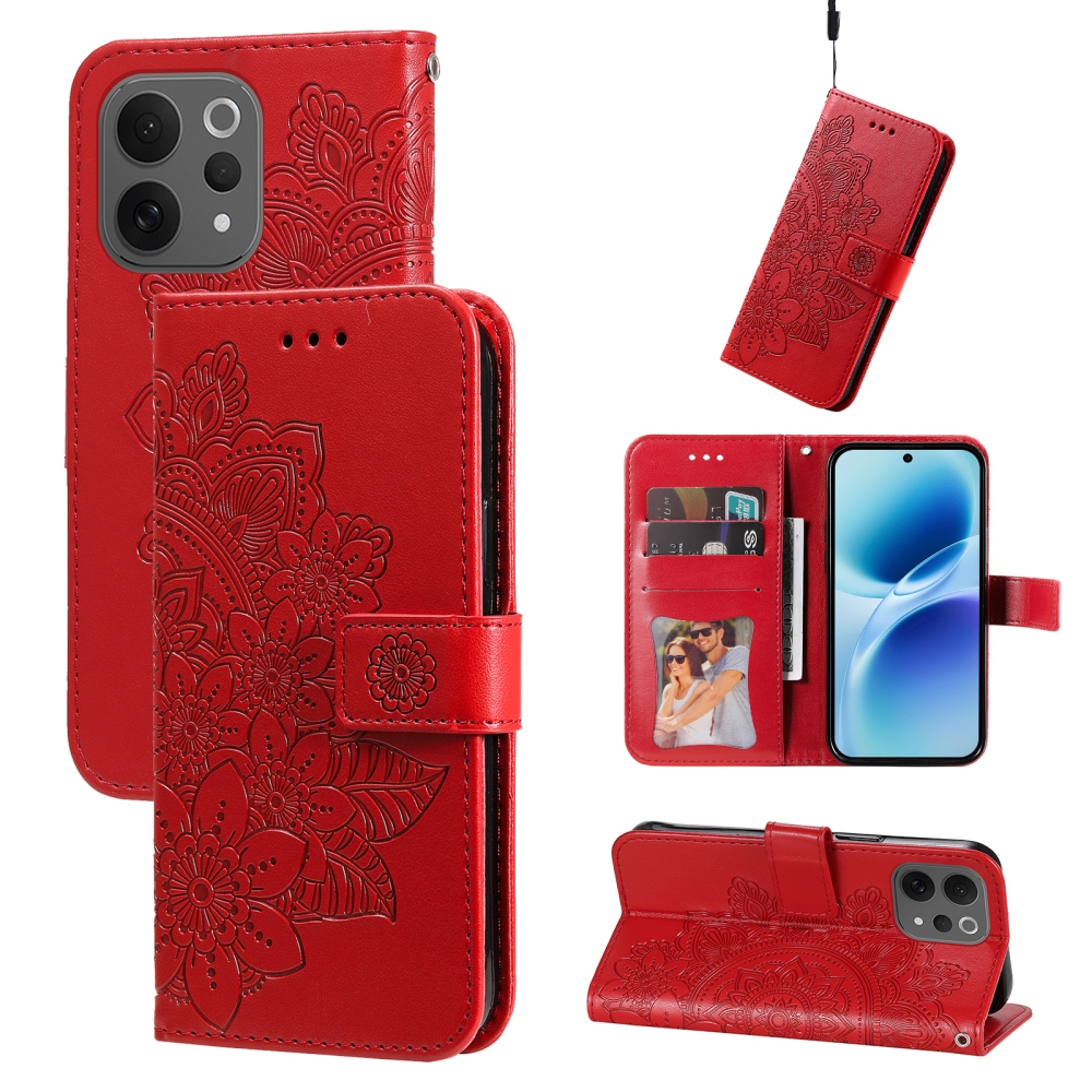 Mandala könyvtáska a Vivo V70 5G-hez - piros