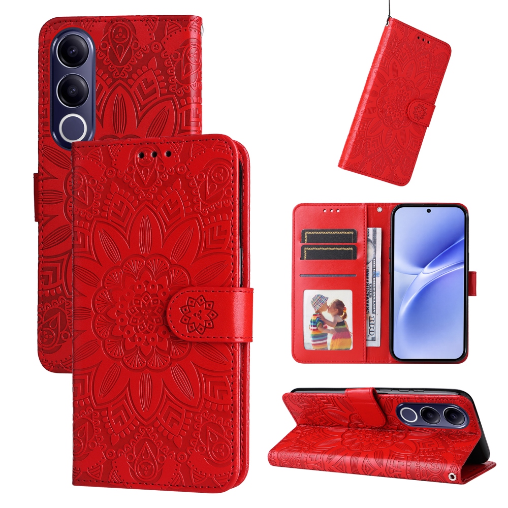 Mandala könyvtáska a Vivo V70 FE 5G készülékhez - piros