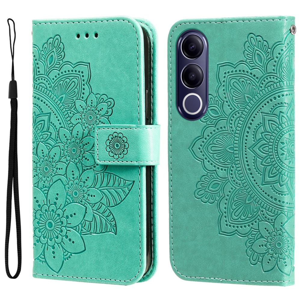 Mandala könyvtáska a Vivo V70 FE 5G készülékhez - teáskék színű