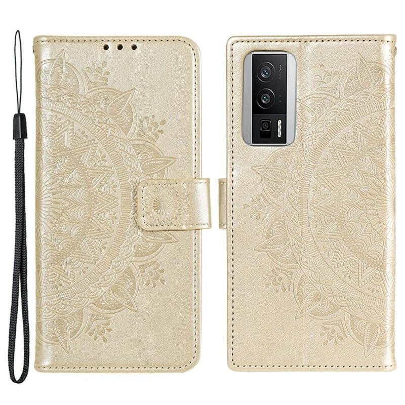 Mandala könyv tok a Xiaomi Poco F5 Pro számára - arany színben