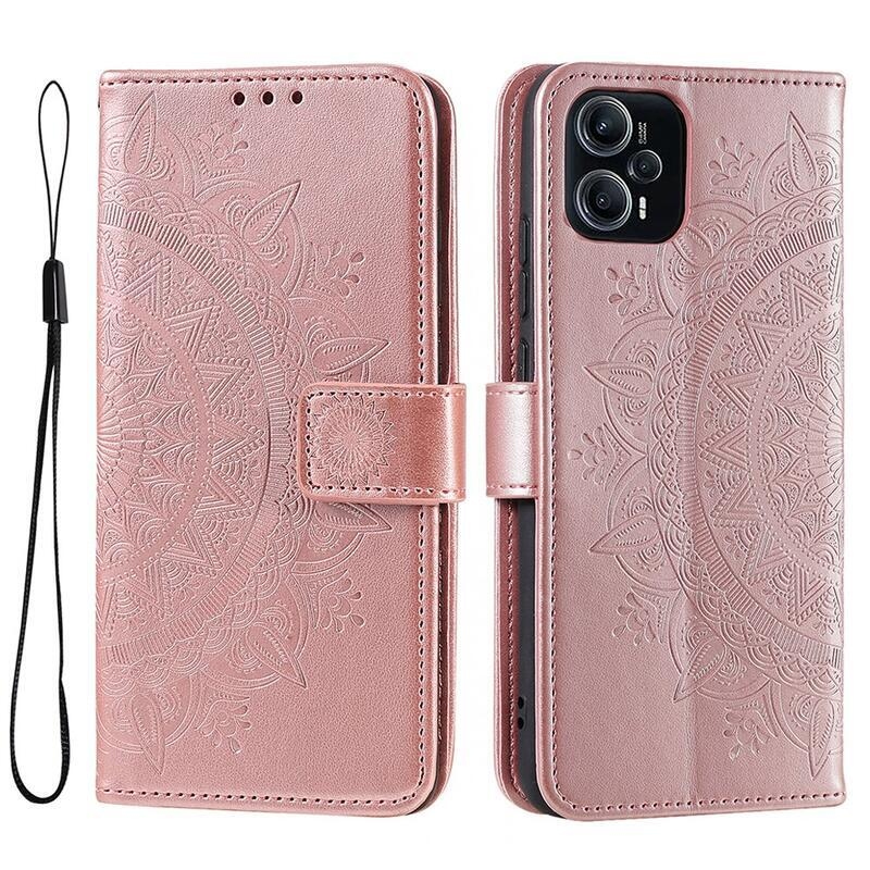 Mandala könyv tok Xiaomi Poco F5-hez - rózsaarany