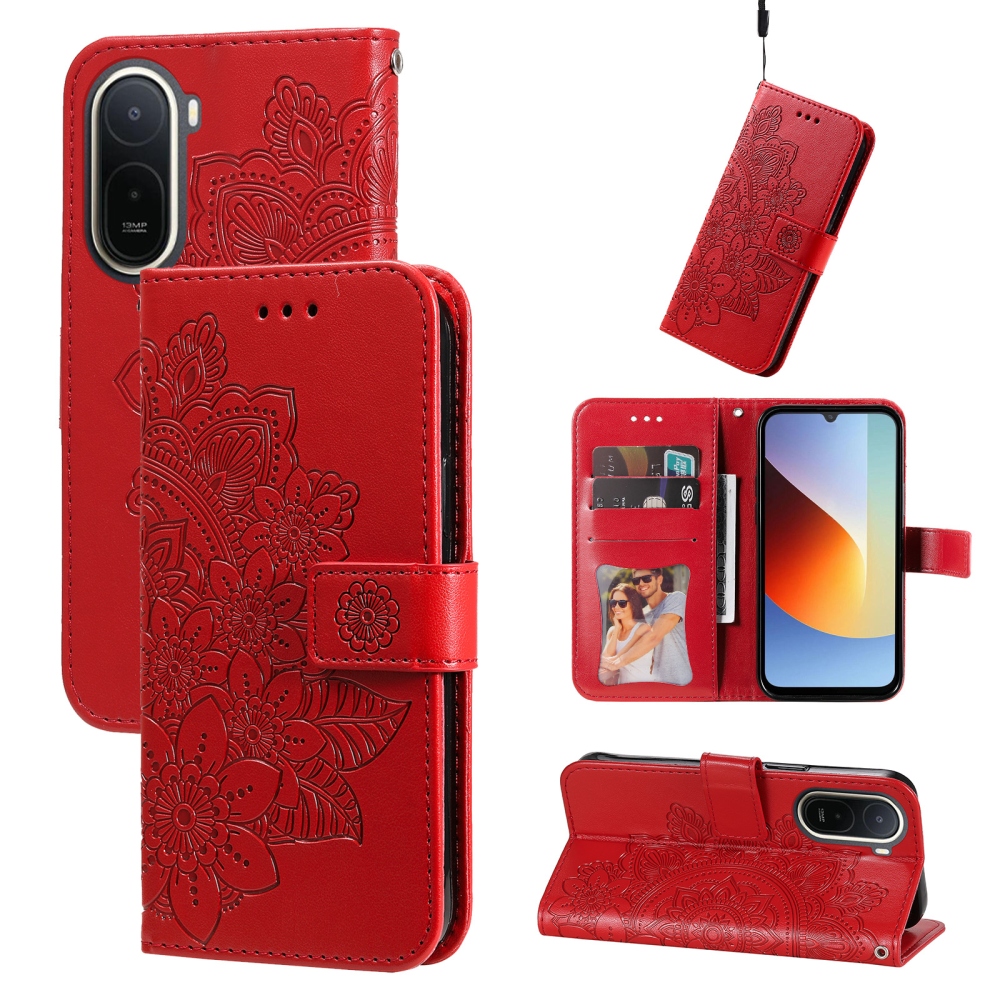 Mandala könyv tok a Xiaomi Redmi A7 Pro készülékhez - piros