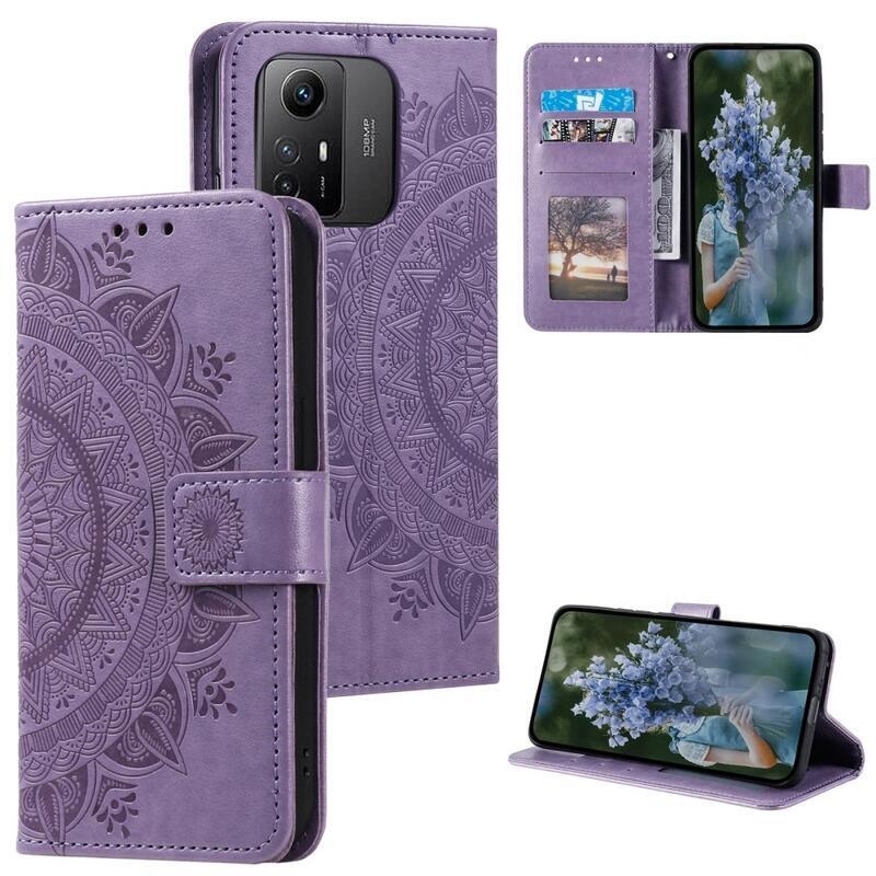 Mandala könyv tok Xiaomi Redmi Note 12S-hez - lila
