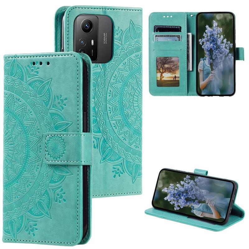 Mandala könyv tok a Xiaomi Redmi Note 12S-hez - teal színű