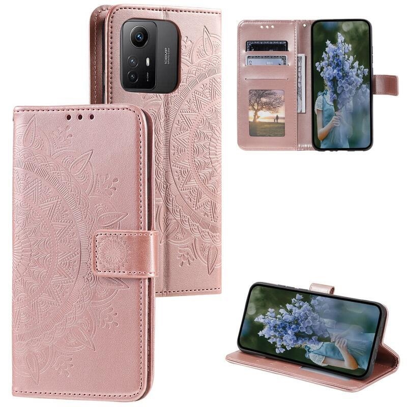 Mandala könyv tok a Xiaomi Redmi Note 12S-hez - rózsaarany színben