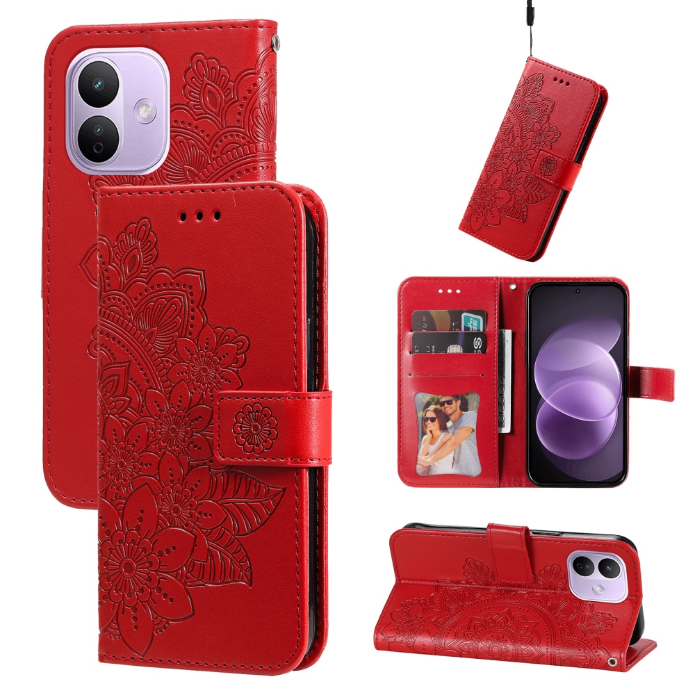 Mandala könyvformájú tok a Xiaomi Redmi Note 17 Pro 5G-hez – piros