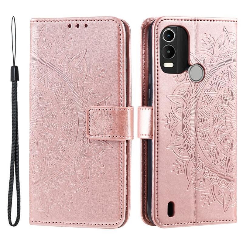 Mandala pénztárca tok Nokia C21 Plus készülékhez - rózsaarany