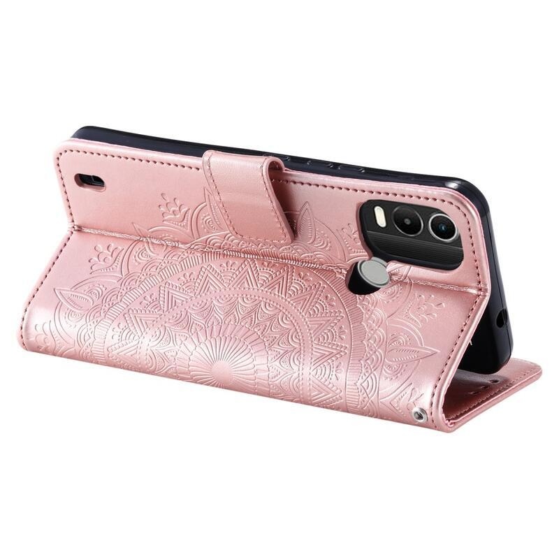 Mandala pénztárca tok Nokia C21 Plus készülékhez - rózsaarany