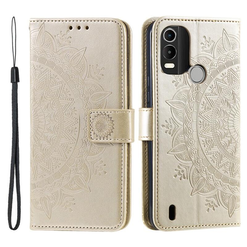 Mandala pénztárca tok Nokia C21 Plus készülékhez - arany színben