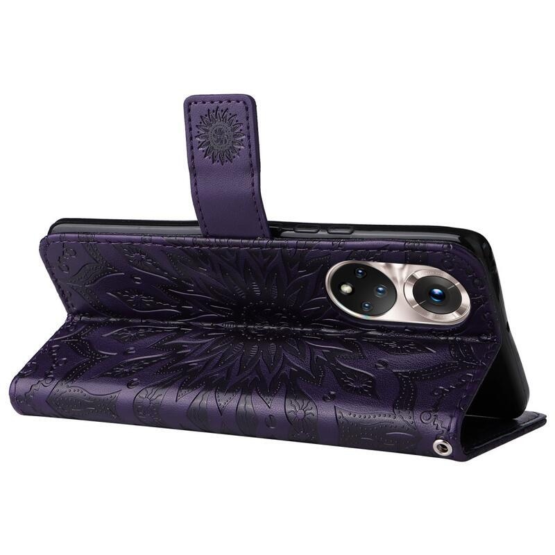 Mandala PU bőr pénztárca tok a Huawei Nova 9/Honor 50 számára - lila