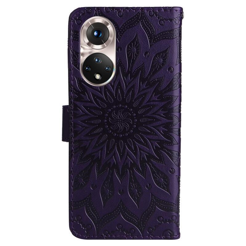 Mandala PU bőr pénztárca tok a Huawei Nova 9/Honor 50 számára - lila