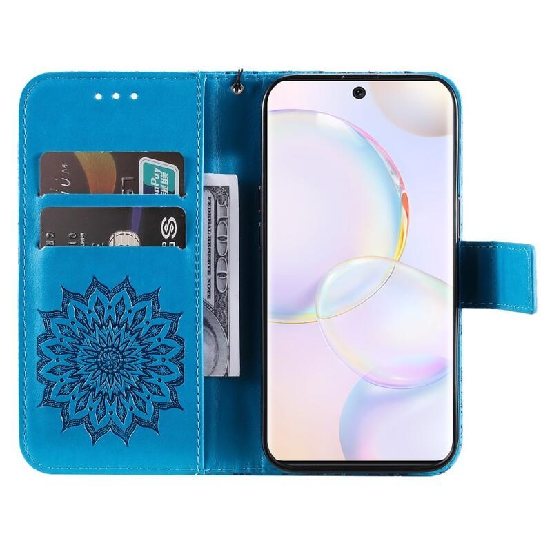 Mandala PU bőr pénztárca tok Huawei Nova 9/Honor 50 - kék